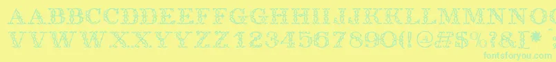 Antique-fontti – vihreät fontit keltaisella taustalla