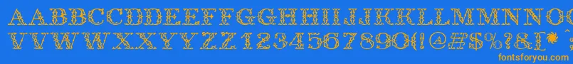 Antique Font – Orange Fonts on Blue Background