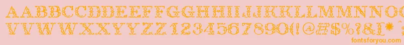 Antique-fontti – oranssit fontit vaaleanpunaisella taustalla