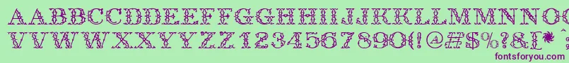 Antique-fontti – violetit fontit vihreällä taustalla