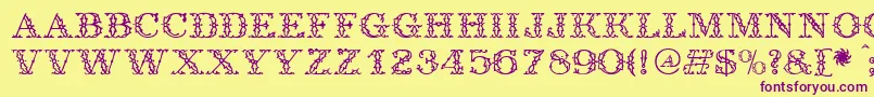 Antique-fontti – violetit fontit keltaisella taustalla