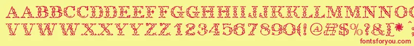 Antique-fontti – punaiset fontit keltaisella taustalla