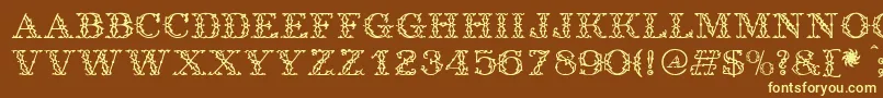 Antique-fontti – keltaiset fontit ruskealla taustalla