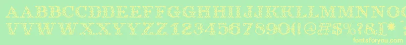 Antique-fontti – keltaiset fontit vihreällä taustalla