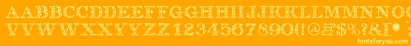 Antique-fontti – keltaiset fontit oranssilla taustalla