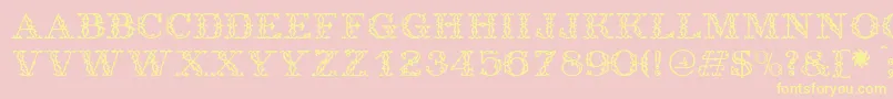 Antique-fontti – keltaiset fontit vaaleanpunaisella taustalla