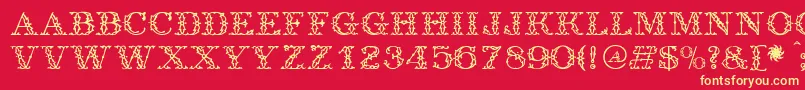 Antique-fontti – keltaiset fontit punaisella taustalla