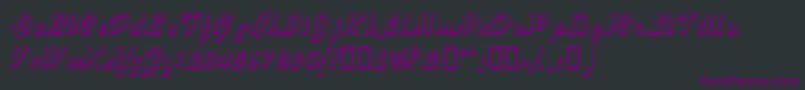 Czcionka Visiooutlinessk – fioletowe czcionki na czarnym tle