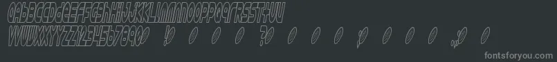 Astro869-fontti – harmaat kirjasimet mustalla taustalla
