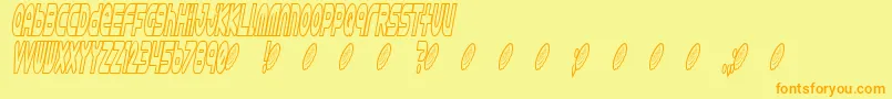Astro869-Schriftart – Orangefarbene Schriften auf gelbem Hintergrund