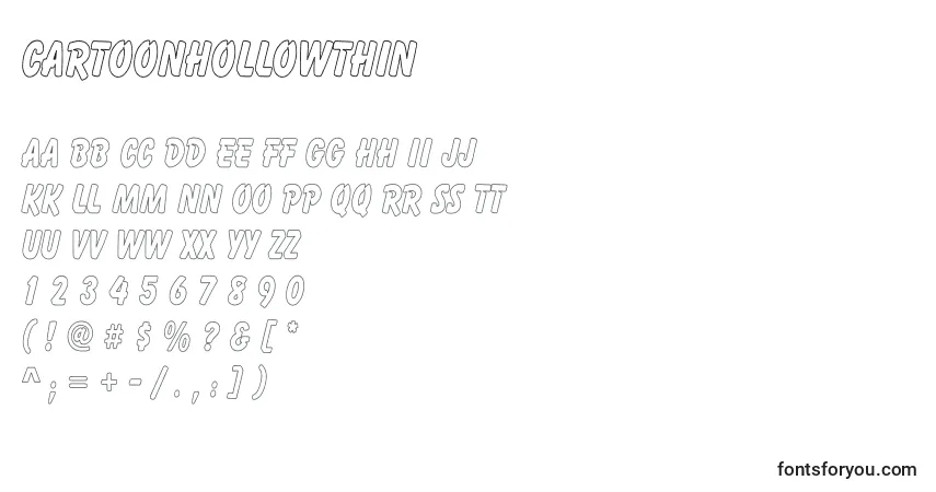 Schriftart CartoonHollowThin – Alphabet, Zahlen, spezielle Symbole