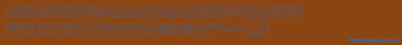 CartoonHollowThin-Schriftart – Blaue Schriften auf braunem Hintergrund