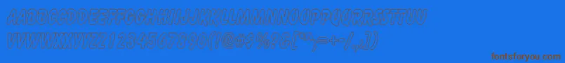 CartoonHollowThin-Schriftart – Braune Schriften auf blauem Hintergrund