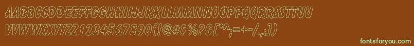 フォントCartoonHollowThin – 緑色の文字が茶色の背景にあります。