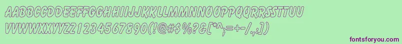 Fonte CartoonHollowThin – fontes roxas em um fundo verde