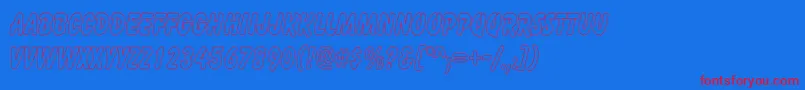 CartoonHollowThin Font – Red Fonts on Blue Background