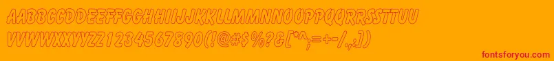 fuente CartoonHollowThin – Fuentes Rojas Sobre Fondo Naranja