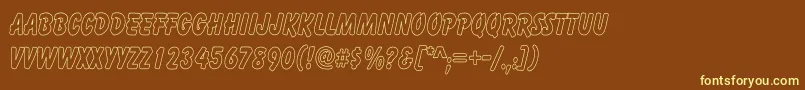 CartoonHollowThin-fontti – keltaiset fontit ruskealla taustalla