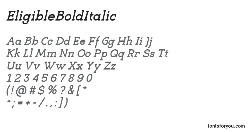 EligibleBoldItalic Font – alphabet, numbers, special characters
