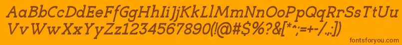 EligibleBoldItalic-Schriftart – Braune Schriften auf orangefarbenem Hintergrund