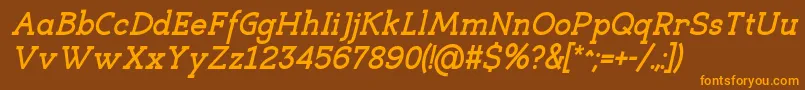 EligibleBoldItalic-Schriftart – Orangefarbene Schriften auf braunem Hintergrund
