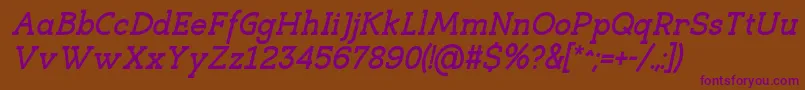 EligibleBoldItalic Font – Purple Fonts on Brown Background