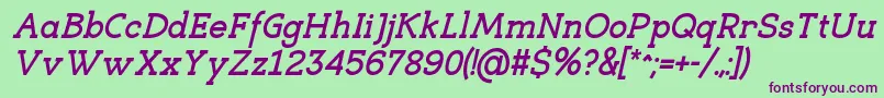 EligibleBoldItalic Font – Purple Fonts on Green Background