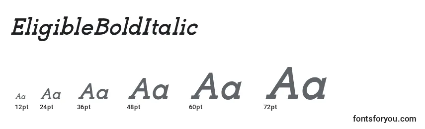 Размеры шрифта EligibleBoldItalic