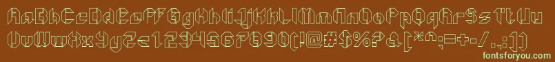 GetaroboOpenoutline-Schriftart – Grüne Schriften auf braunem Hintergrund