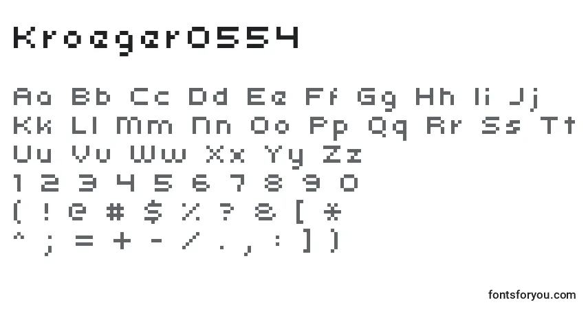 Kroeger0554-fontti – aakkoset, numerot, erikoismerkit