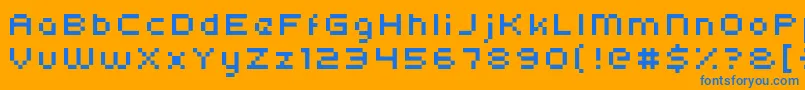 Kroeger0554-Schriftart – Blaue Schriften auf orangefarbenem Hintergrund