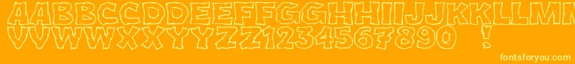 JmhCromIi-Schriftart – Gelbe Schriften auf orangefarbenem Hintergrund