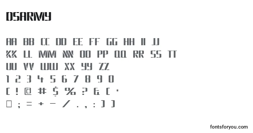 Шрифт Dsarmy – алфавит, цифры, специальные символы