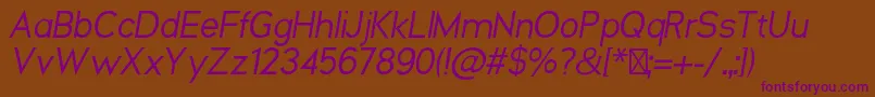 NeosOblique Font – Purple Fonts on Brown Background