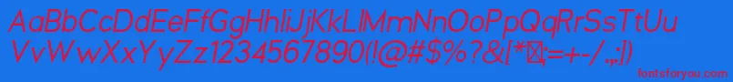 NeosOblique Font – Red Fonts on Blue Background