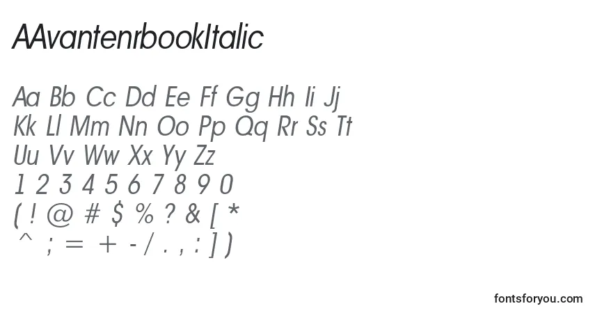 AAvantenrbookItalic-fontti – aakkoset, numerot, erikoismerkit