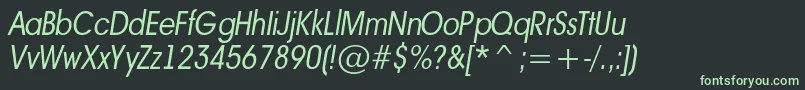 フォントAAvantenrbookItalic – 黒い背景に緑の文字