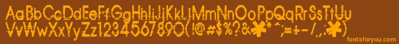 Corazon-Schriftart – Orangefarbene Schriften auf braunem Hintergrund