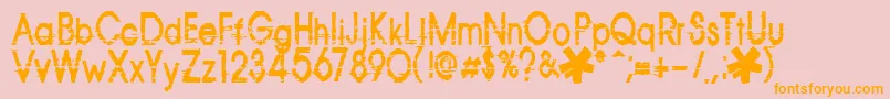 Corazon-Schriftart – Orangefarbene Schriften auf rosa Hintergrund