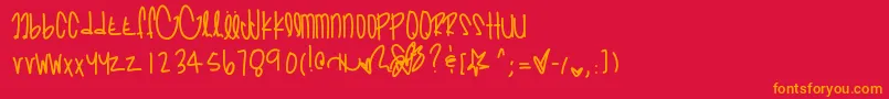 フォントPrettyinpinks – 赤い背景にオレンジの文字