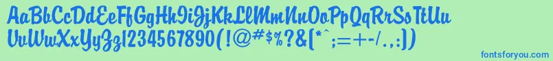 Buddy Font – Blue Fonts on Green Background