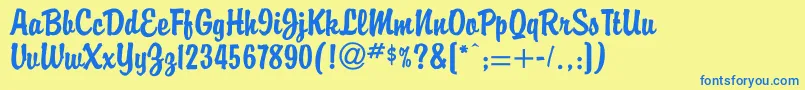 Buddy Font – Blue Fonts on Yellow Background