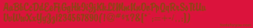 Buddy Font – Brown Fonts on Red Background