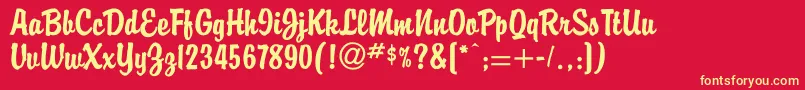 Buddy Font – Yellow Fonts on Red Background
