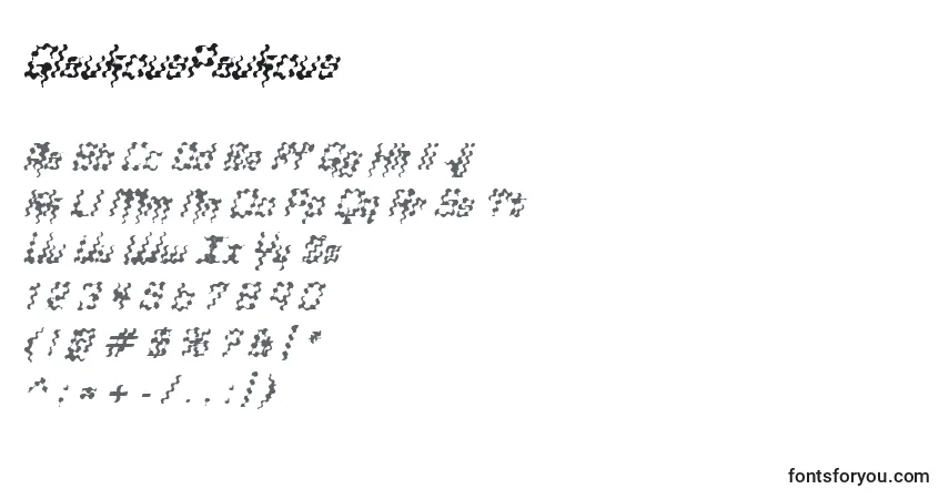 Czcionka GlaukousPaukous – alfabet, cyfry, specjalne znaki