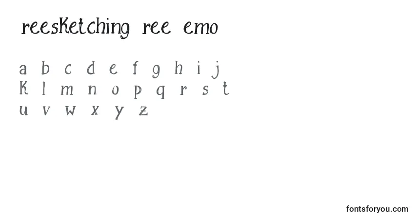 Czcionka FreesketchingFreeDemo – alfabet, cyfry, specjalne znaki