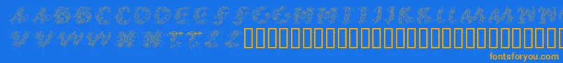 Callpgi-Schriftart – Orangefarbene Schriften auf blauem Hintergrund