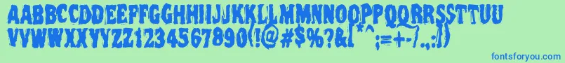 Vtcnightofthedeadcorruptcaps Font – Blue Fonts on Green Background