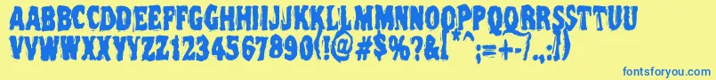 Vtcnightofthedeadcorruptcaps Font – Blue Fonts on Yellow Background