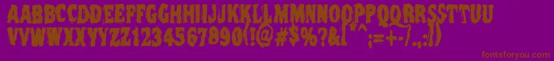 Weitere Informationen zur Vtcnightofthedeadcorruptcaps-Schriftart Vtcnightofthedeadcorruptcaps-Schriftart – Braune Schriften auf violettem Hintergrund